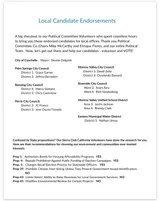 The Sierra Club's local candidate endorsements, listing David Zeitz for Moreno Valley City Council, District 2.